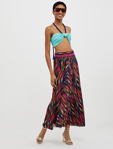 Micro-pleated jersey skirt - black pattern - MAX&Co.