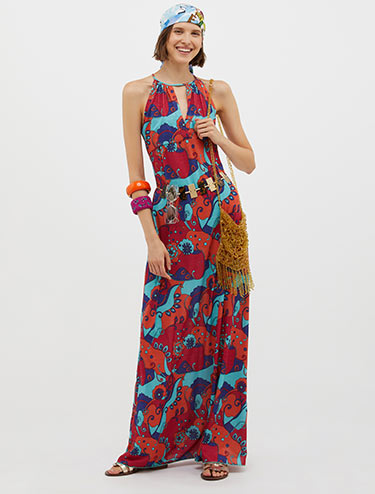 Lurex jersey maxi dress - fuchsia pattern - MAX&Co.